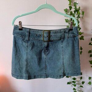 Vintage Buckle Jean Mini Skirt